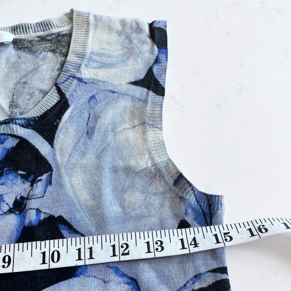 Escada Sport Ocean Abstract Floral Wool Sleeveless Scoop Neck Sweater Size S - Picture 5 of 8